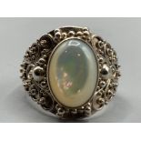 Silver & mother of Pearl oval ring, size Q, 10.8g gross