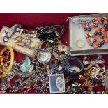 Large quantity of costume jewellery (mainly brooches) includes cameo, CZs etc also includes a