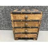 Miniature collector’s edition jewellery chest of four drawers with metal embellishments 20 x 17 x