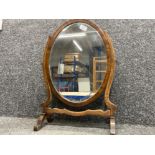 Mahogany oval bevelled glass toilet mirror