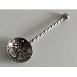 Sterling silver South African spoon - designed with native children Scene