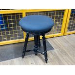 Vintage solid wood based & Metal studded upholstered seated stool