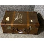 Vintage brown leather trunk - marked New York to top