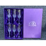 Set of 6 lead crystal glass champagne flutes by Italian designer Royal Crystal Rock (RCR) with