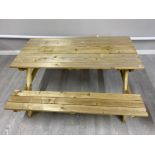 Pine Rowlinson garden table with two fitted benches