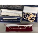 Silver 925 necklace together with 3 vintage silver & Pearl necklaces, all boxed