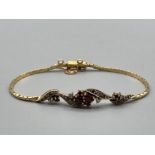 18ct yellow gold bracelet with Ruby & diamond stones, 8g gross