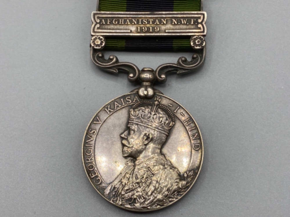 George V Indian general service medal with bar for Afghanistan N.W.Frontier, dated 1919 - awarded to