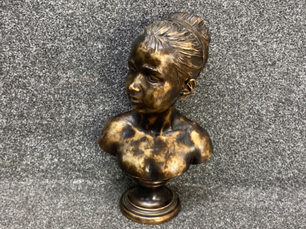 Large & heavy handpainted resin girl bust, Height 44cm