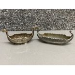 Norwegian silver Viking ship open salt cellar 13.2g, together with a pewter Viking ship