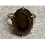 9ct gold ring with large smoky Quartz centre stone - size P, 3.8g together with mixed costume