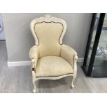 Upholstered & metal studded ladies chair with painted mahogany frame