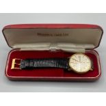 9ct gold gents Quartz wristwatch by Mappin & Webb in original box, (British rail presentation