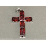 A silver and citrine style crucifix pendant 28.6g gross