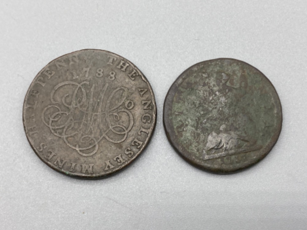 George I-1717 Half-penny with a 1788 token for the Anglesey mines - Bild 2 aus 2