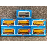 6x Airfix railway system carriers - 54052-8 DR.X Module Pack B, also includes B.R.20 Ton guards van,