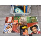 Box of mixed LP records - featuring Tom Jones & Jim Reeves