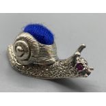 Sterling silver snail pin cushion 5.6g