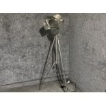 Chrome metal spotlight on tripod stand - in full working condition