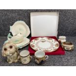 Royal Albert calendar plate, crown Devon puppy, five Shorter & Son Ltd plates and jug etc