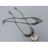 2 silver 925 Middle Eastern style necklaces, 97.4g