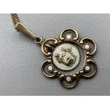 Vintage (1953-76) Finn Jensen (Norwegian) silver and enamel pendant on 18” chain