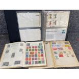 2x stamp albums featuring stamps from around the world, together with an album of vintage first