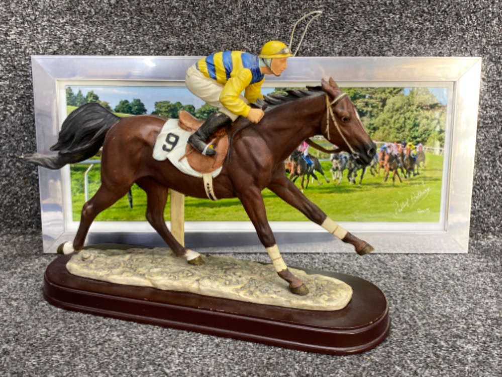 Leonardo collection jockey & horse ornament together with a photograph of the last race of the