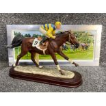 Leonardo collection jockey & horse ornament together with a photograph of the last race of the