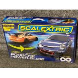 Scalextric Porsche power-slide part set, in original box (1x car missing)