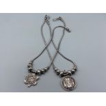 2 silver 925 Middle Eastern style necklaces, 110.2g