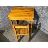 A pine child’s desk and chair