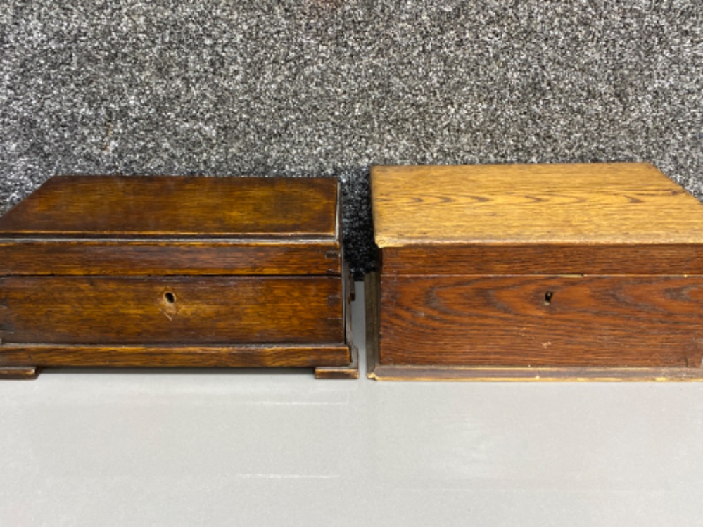 2x antique solid Oak jewellery boxes