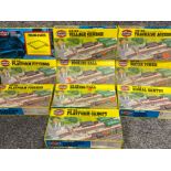 Total of ten Airfix Ho/00 model kits including platform fittings, village church,Water tower etc,