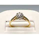 Ladies 18ct gold diamond solitaire ring. Comprising of a Round brilliant cut diamond set in 8 claws.