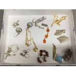 Mixed lot of jewellery mainly marked 925 silver including ingot pendant, earrings, silver gilt heart