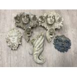 Garden wall pockets to include a pair of art nouveau style wall pockets