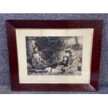 Large Framed antique etching (early 1800’s) An Idyll of 1745 - from the painting in the collection