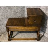 1960s/ early 1970s solid oak telephone seat (with under seat storage)