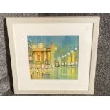 An oil on board by Peter Collins “City at Night” signed 29 x 28cm