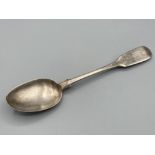 A silver table spoon hallmarked for Glasgow, 1709, 67.4g