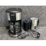 Russell Hobbs coffee maker together with a miroco frother & Cooks professional grinder