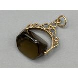 9ct gold Smokey Quartz swivel pendant