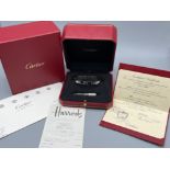 Cartier original 18ct white gold love bangle with original box, papers and original receipt from