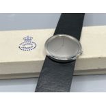 Georg Jensen mechanical wrist watch 1978 mirror dial. Designed by Viviana Torvn Bulow. In original