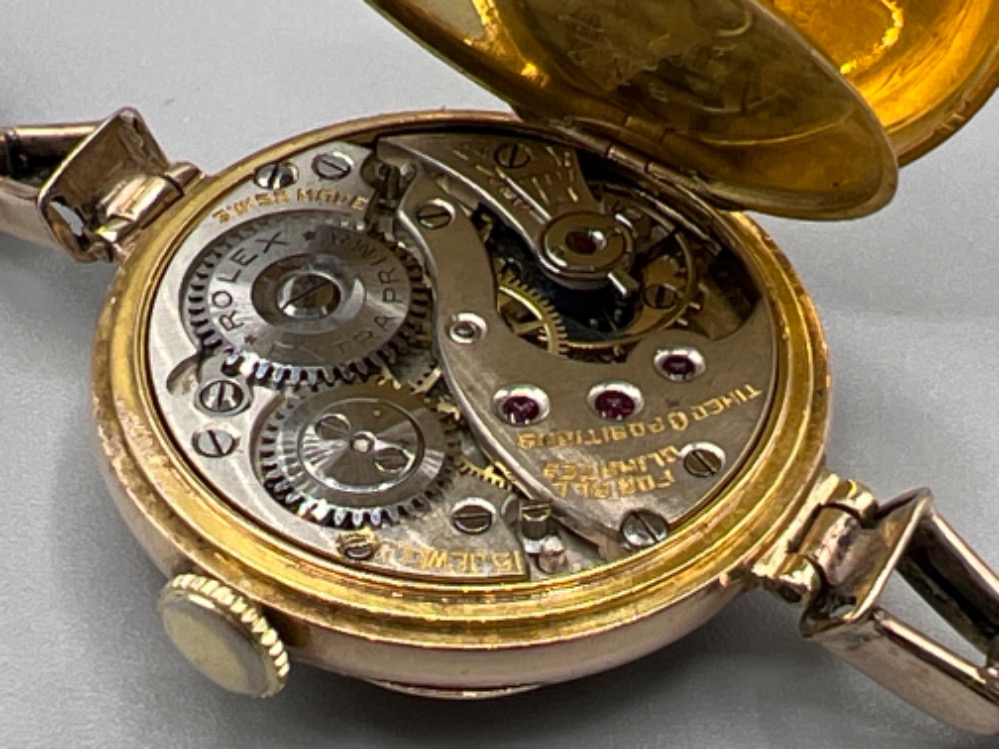 Extremely rare antique original Wilsdorf & Davis 1923 9ct gold watch. With 15 jewel Rolex extra - Image 4 of 4