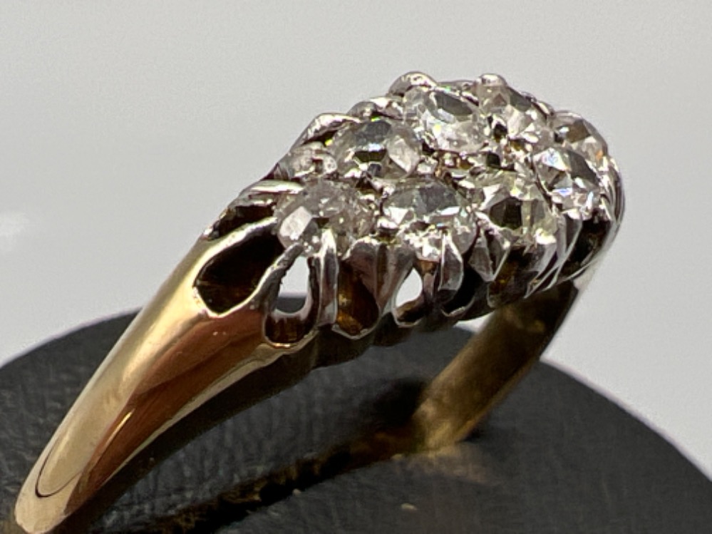 Antique ladies 15ct gold diamond cluster ring. Comprising of 8 rose cut diamonds with claw - Image 3 of 3