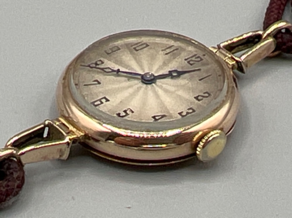 Extremely rare antique original Wilsdorf & Davis 1923 9ct gold watch. With 15 jewel Rolex extra - Image 2 of 4