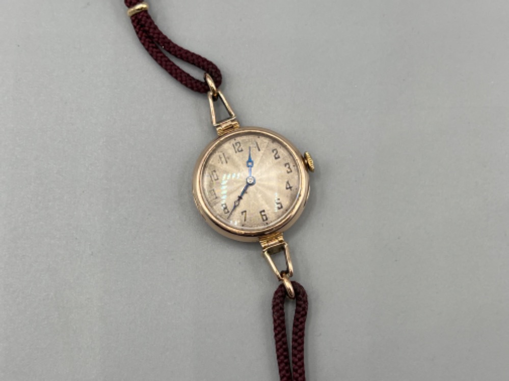 Extremely rare antique original Wilsdorf & Davis 1923 9ct gold watch. With 15 jewel Rolex extra