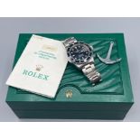 Rolex submariner gents oyster perpetual date watch. With black face and dial, with box and